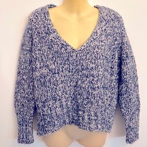 Zara Blue and White Chunky Knit Sweater size S
